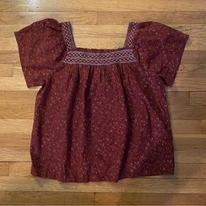 Madewell Burgundy Flutter Sleeve Blouse